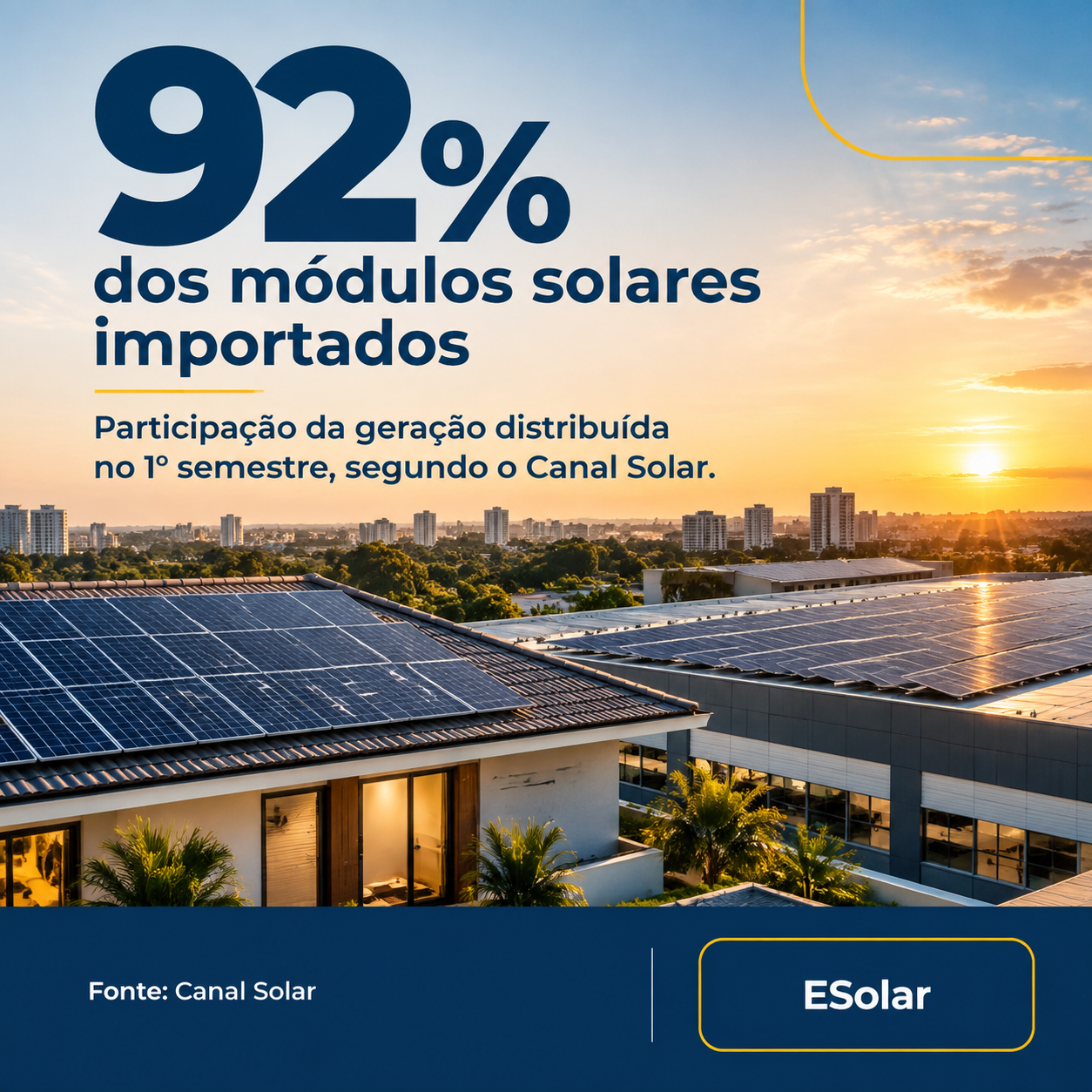 Ilustração da notícia: Geração distribuída representa 92% dos módulos solares importados